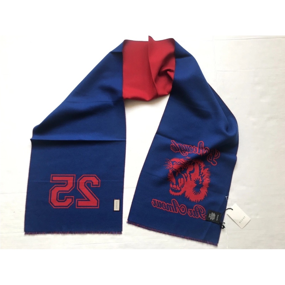 Gucci Blue and Red Graphic Scarf - Picture 8 of 12